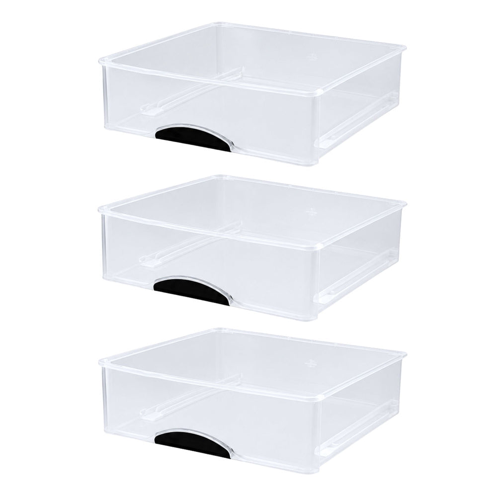 Lådförvaring/organisatör plast 3 lådor 37x28x27 cm transparent vit