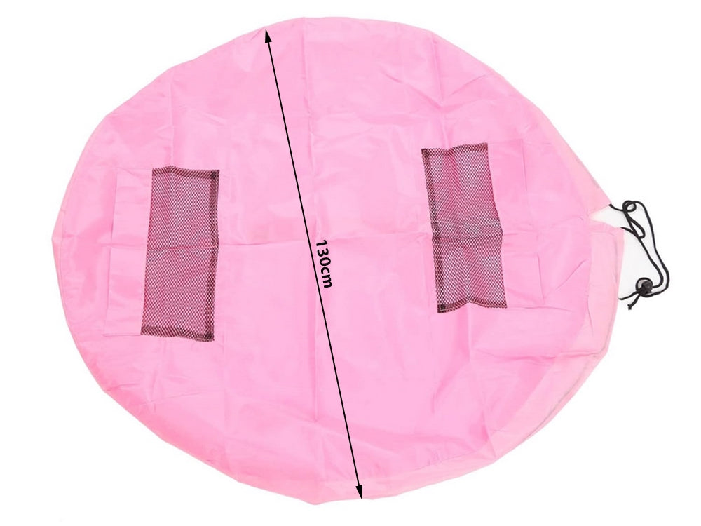 Lekmatta med förvaringspåse dragsko rosa Ø130 cm