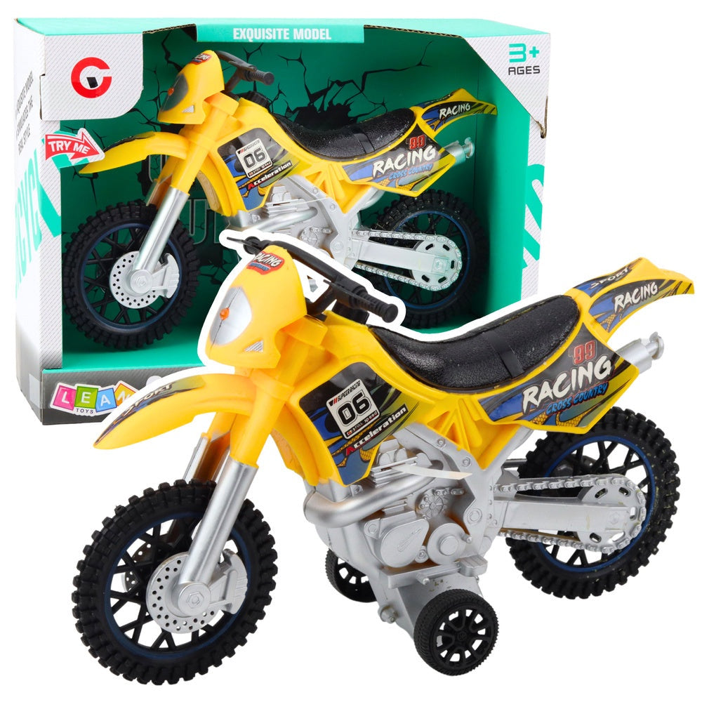 Leksak crossmotorcykel off-road 27 cm gul med ljus och ljud