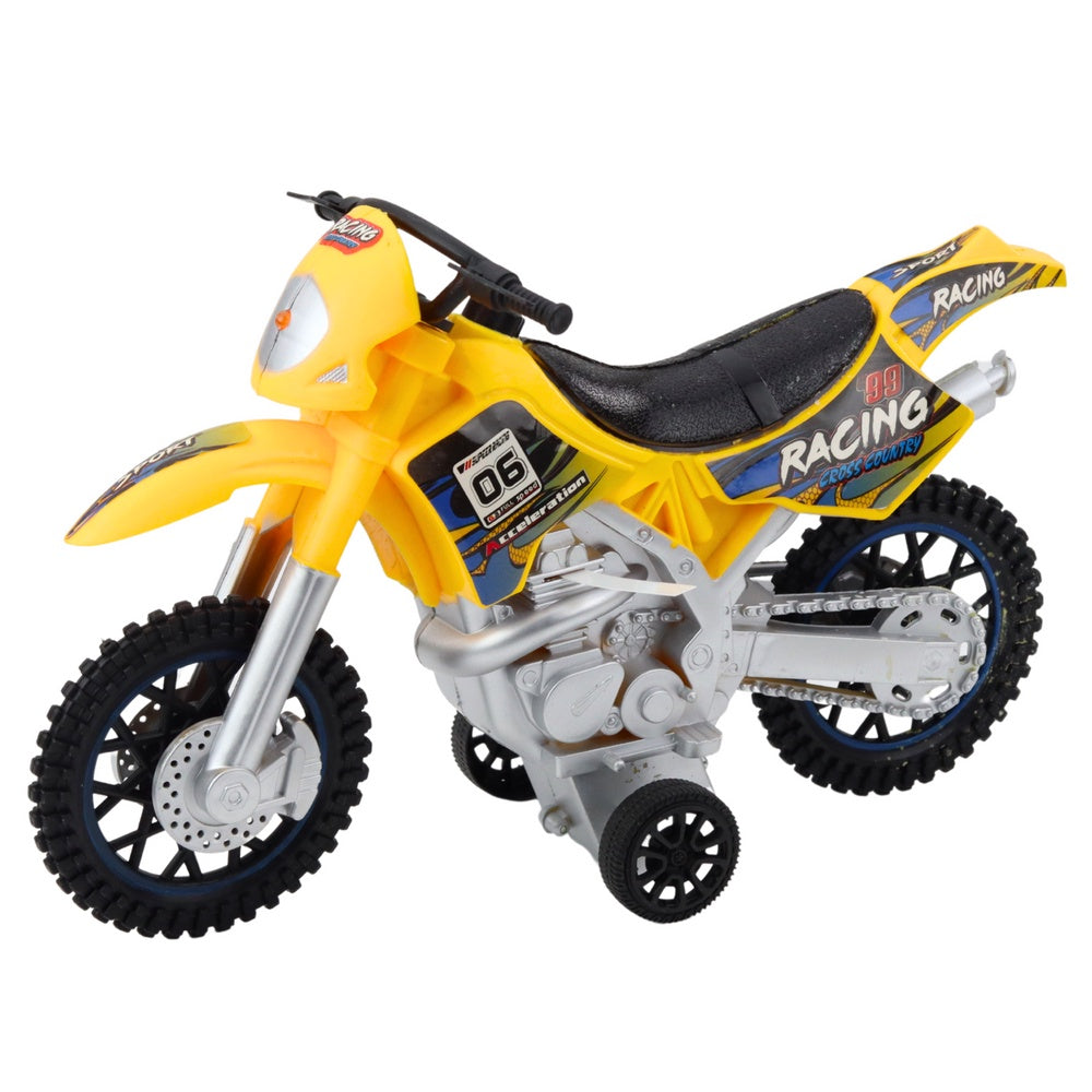 Leksak crossmotorcykel off-road 27 cm gul med ljus och ljud