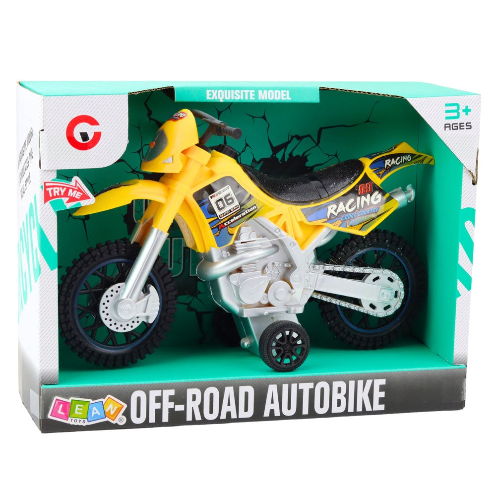 Leksak crossmotorcykel off-road 27 cm gul med ljus och ljud