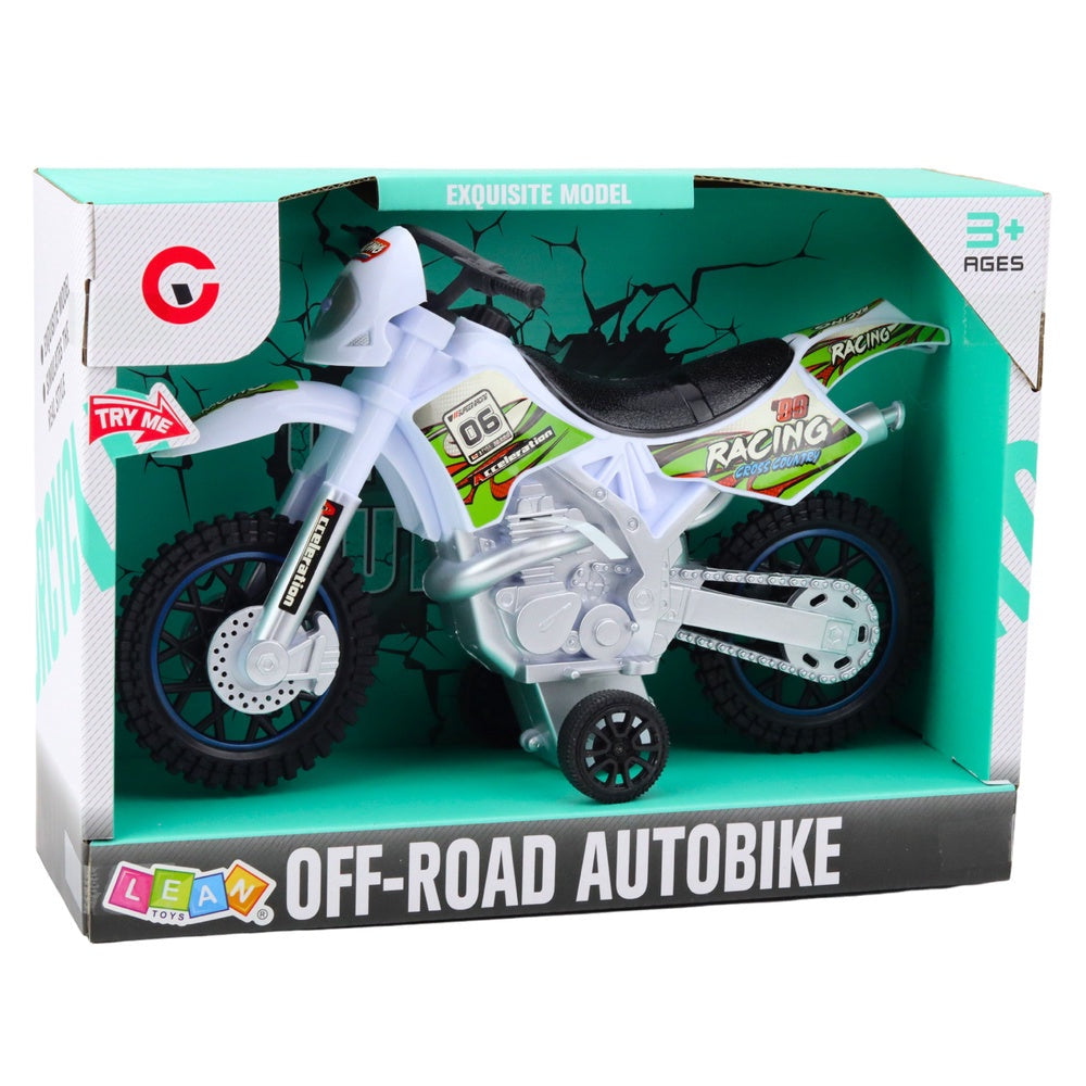 Leksak crossmotorcykel off-road med ljus och ljud 27 cm, batterier ingår