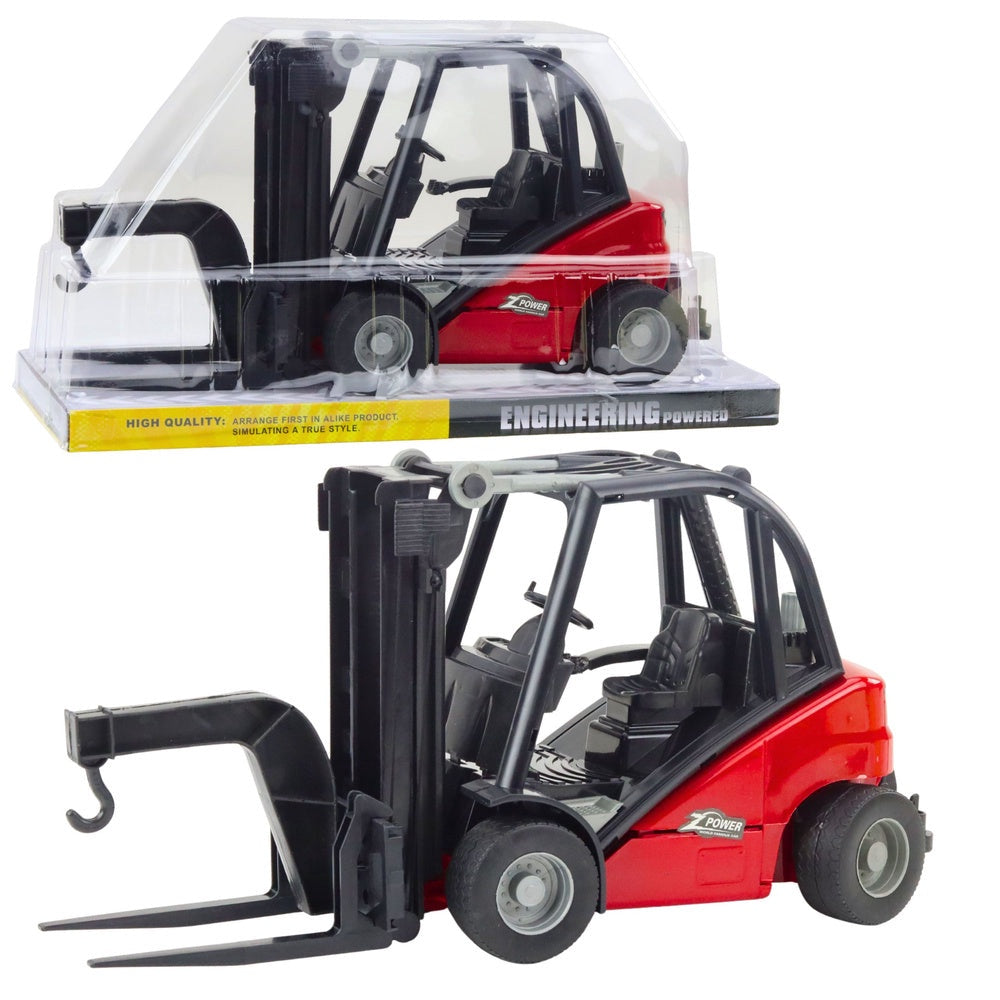 Leksak gaffeltruck med rörliga gafflar 38,5 cm plast röd/svart