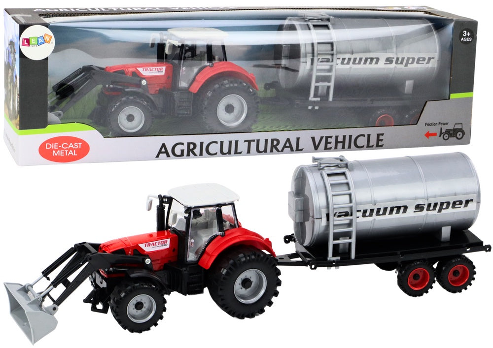 Leksak grävmaskintraktor med tank 26,5 cm röd friktionsdrift