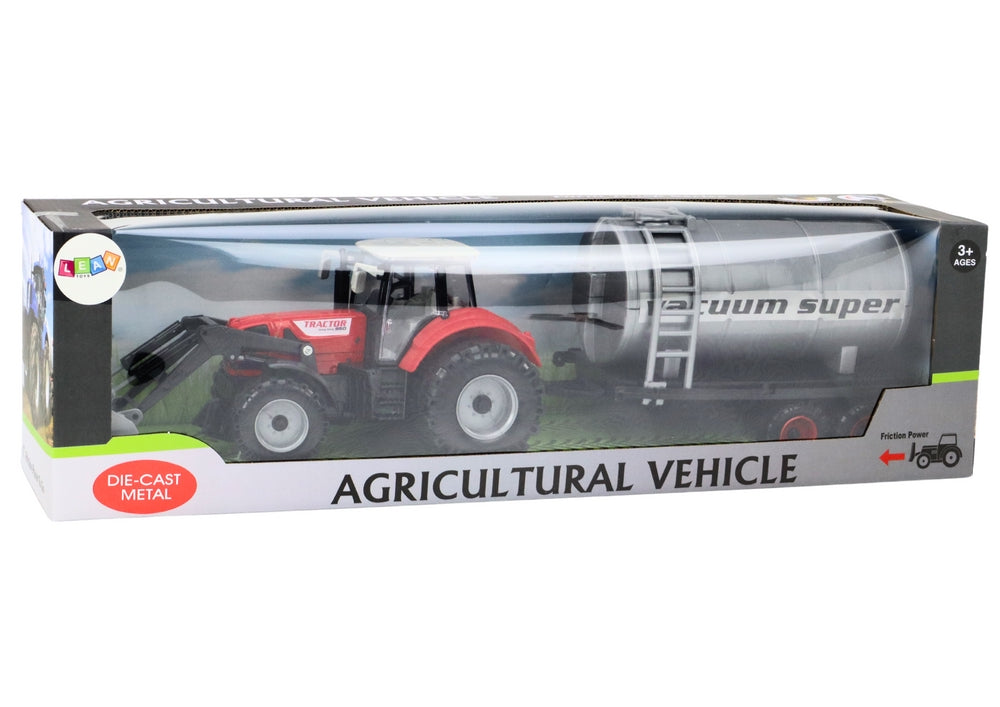 Leksak grävmaskintraktor med tank 26,5 cm röd friktionsdrift
