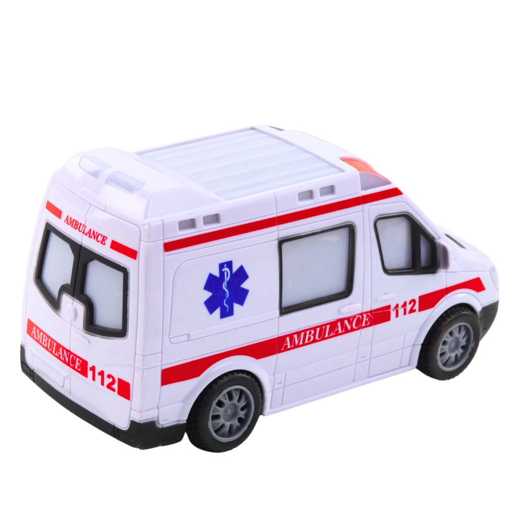 Leksaksambulans 20 cm med ljus & ljud, batteridriven (3xAA)