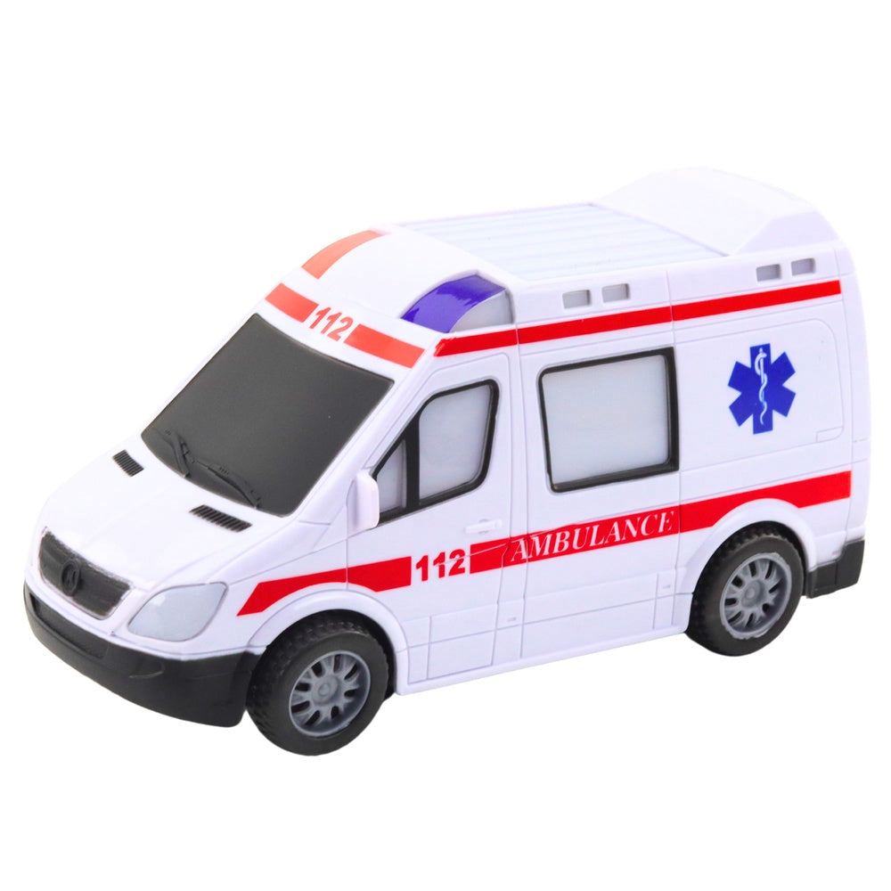 Leksaksambulans 20 cm med ljus & ljud, batteridriven (3xAA)