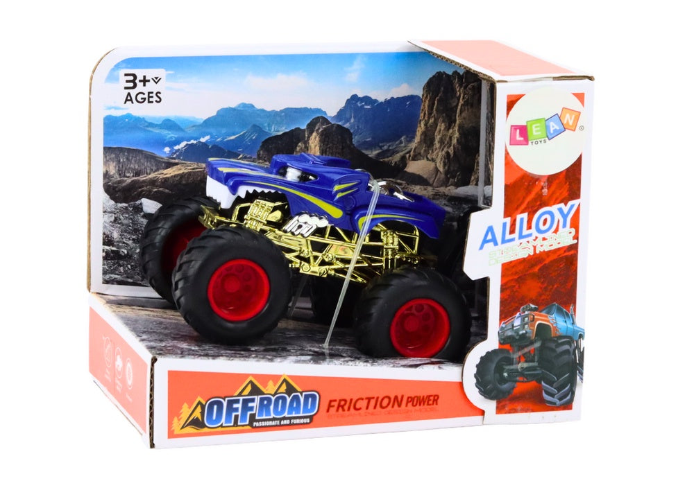 Leksaksbil off-road blå med gummihjul och hög fjädring 11 cm
