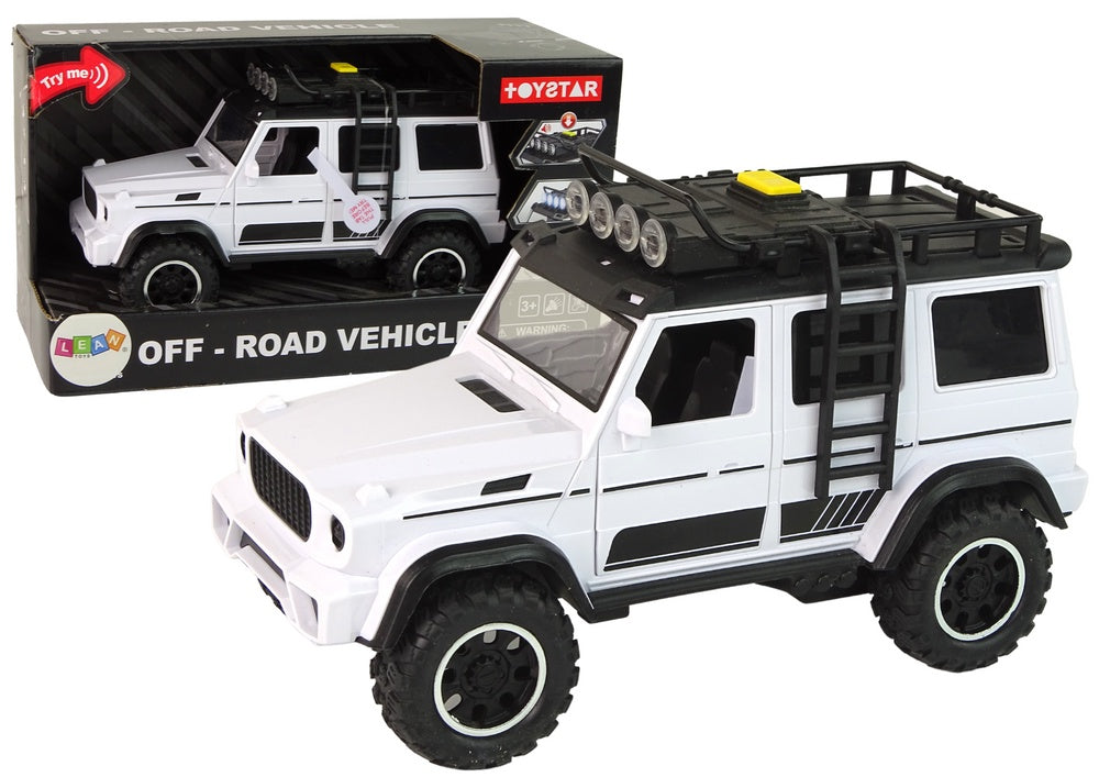 Leksaksbil offroad med friktionsdrift ljus & ljud vit 23 cm 3+ år
