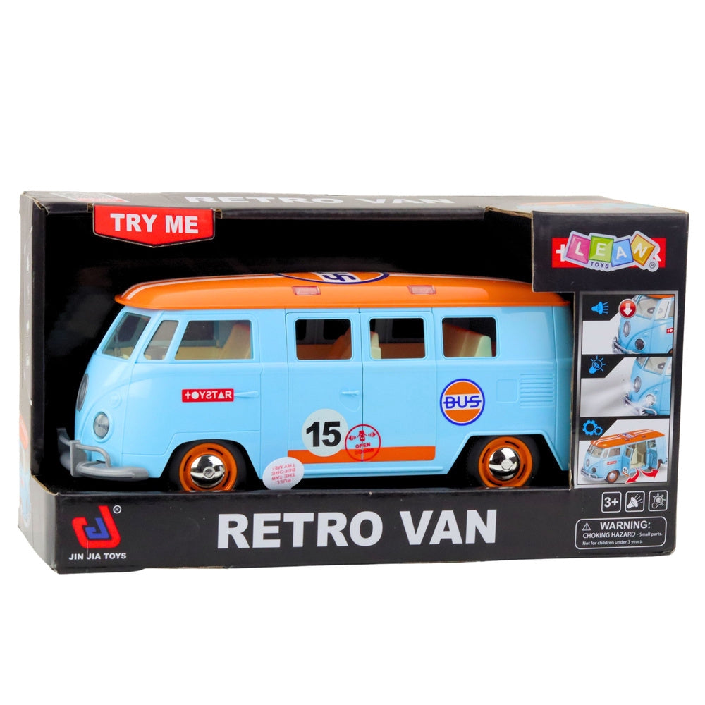 Leksaksbil retro van 26,5 cm med ljus/ljud och öppningsbara dörrar