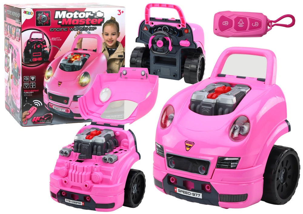 Leksaksbil verkstad DIY demonteringskit rosa med ljud/ljus, 3+ år