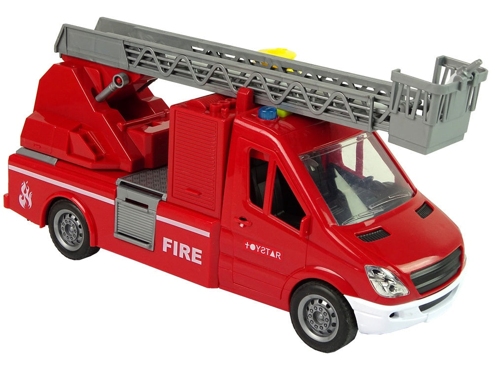 Leksaksbrandbil 36 cm med vattenspruta, ljus/ljud, friktionsdrift 3+