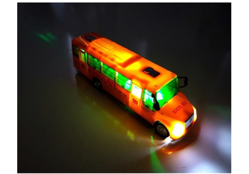 Leksaksbuss skolbuss 20 cm med ljus & ljud, dragback, 3+ år