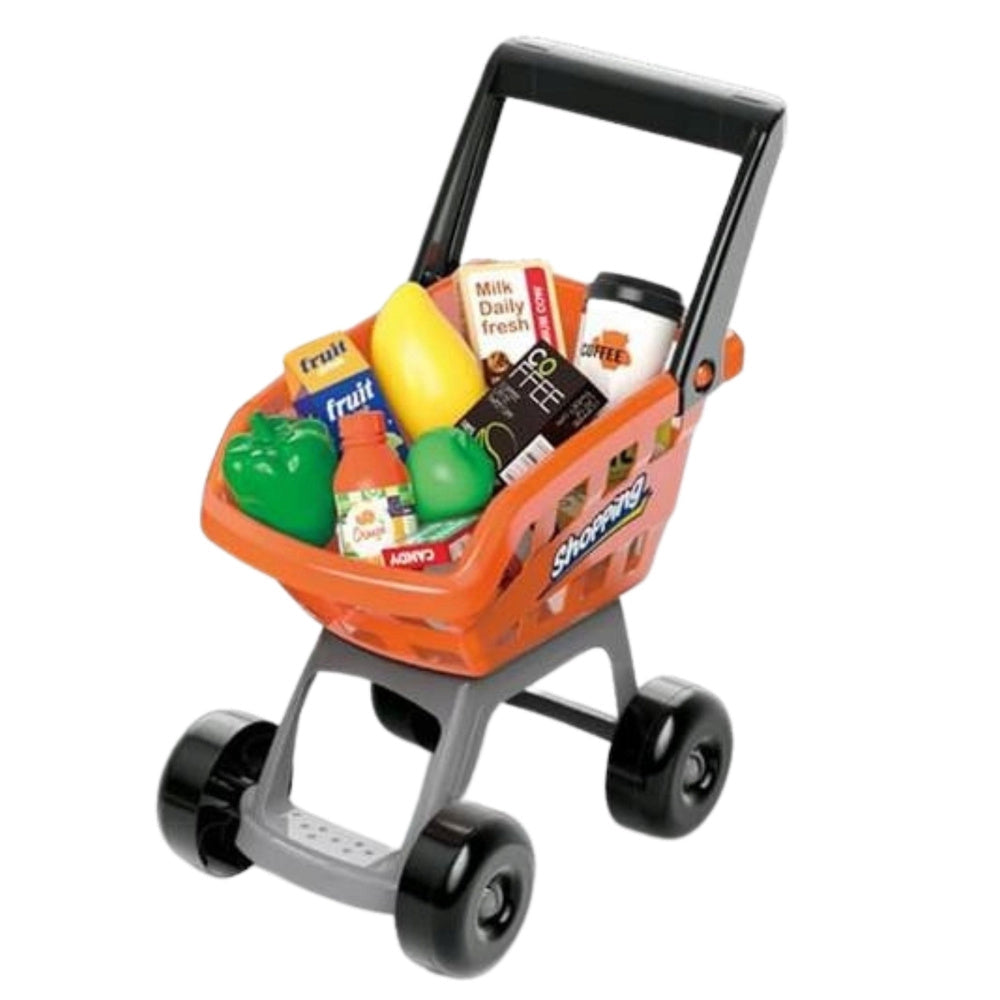Leksaksbutik med kassaregister, scanner och kundvagn 60 delar