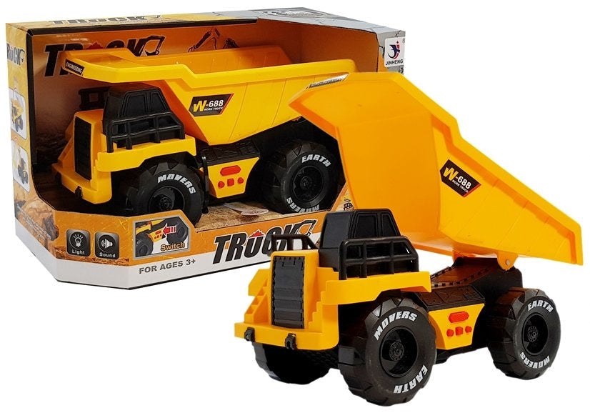 Leksaksdumper 25 cm med friktionsdrift, ljud och ljus, 3+ år