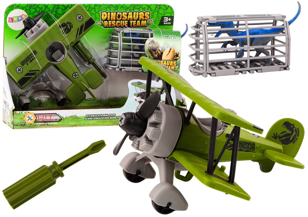 Leksaksflygplan med dinosauriebur och skruvmejsel, 3+ år