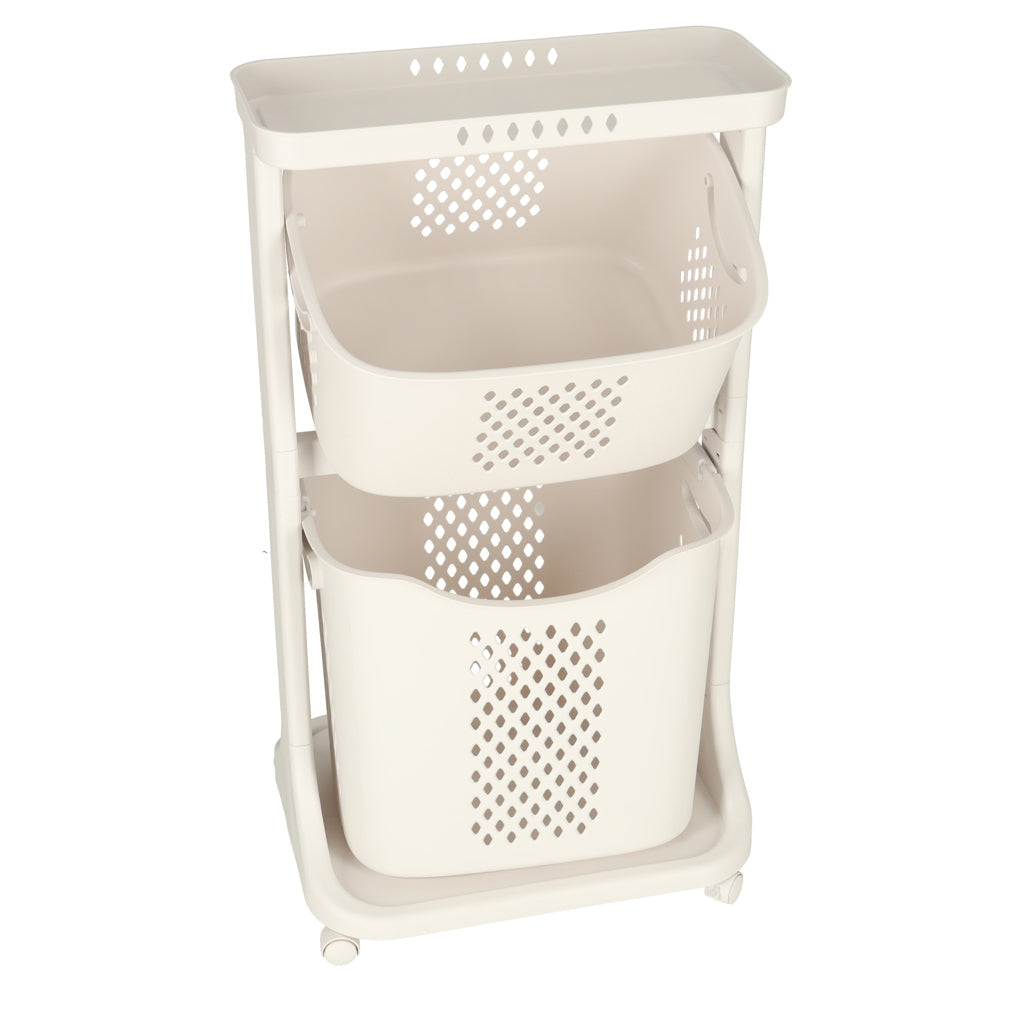 Leksaksförvaring med hjul 2 avtagbara korgar plast 44x77,5x32 cm