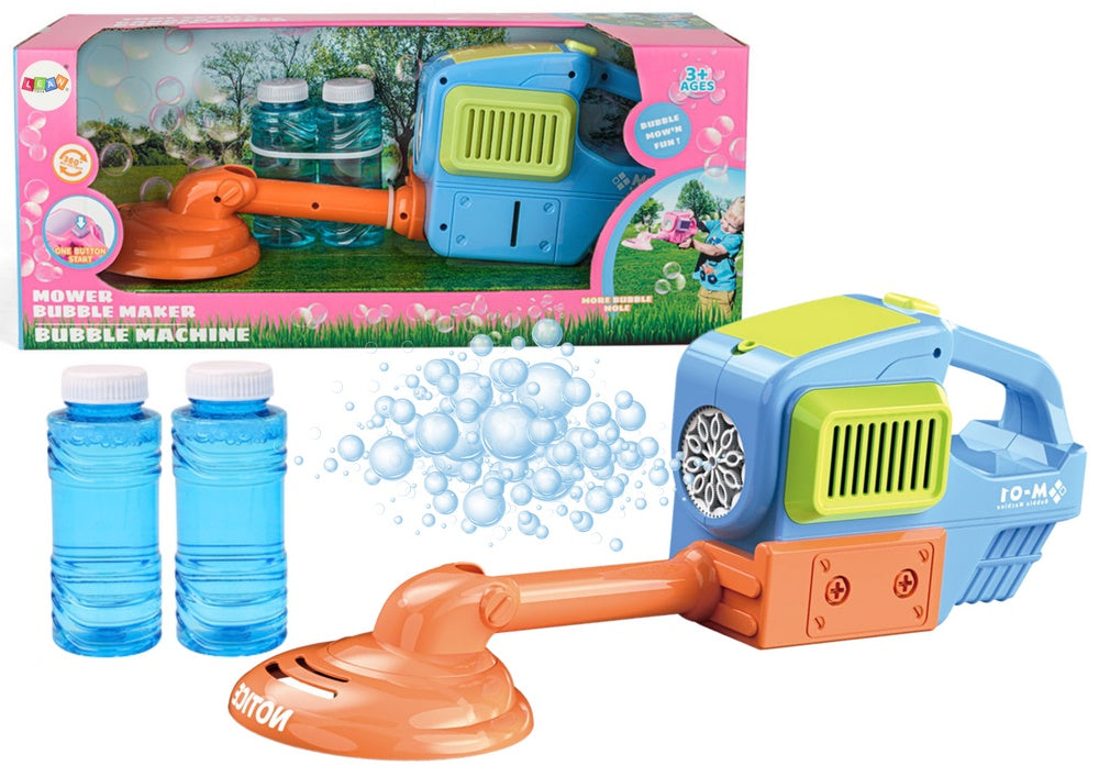 Leksaks grästrimmer med såpbubbelmaskin blå, 2 bubbelvätskor, 3+ år