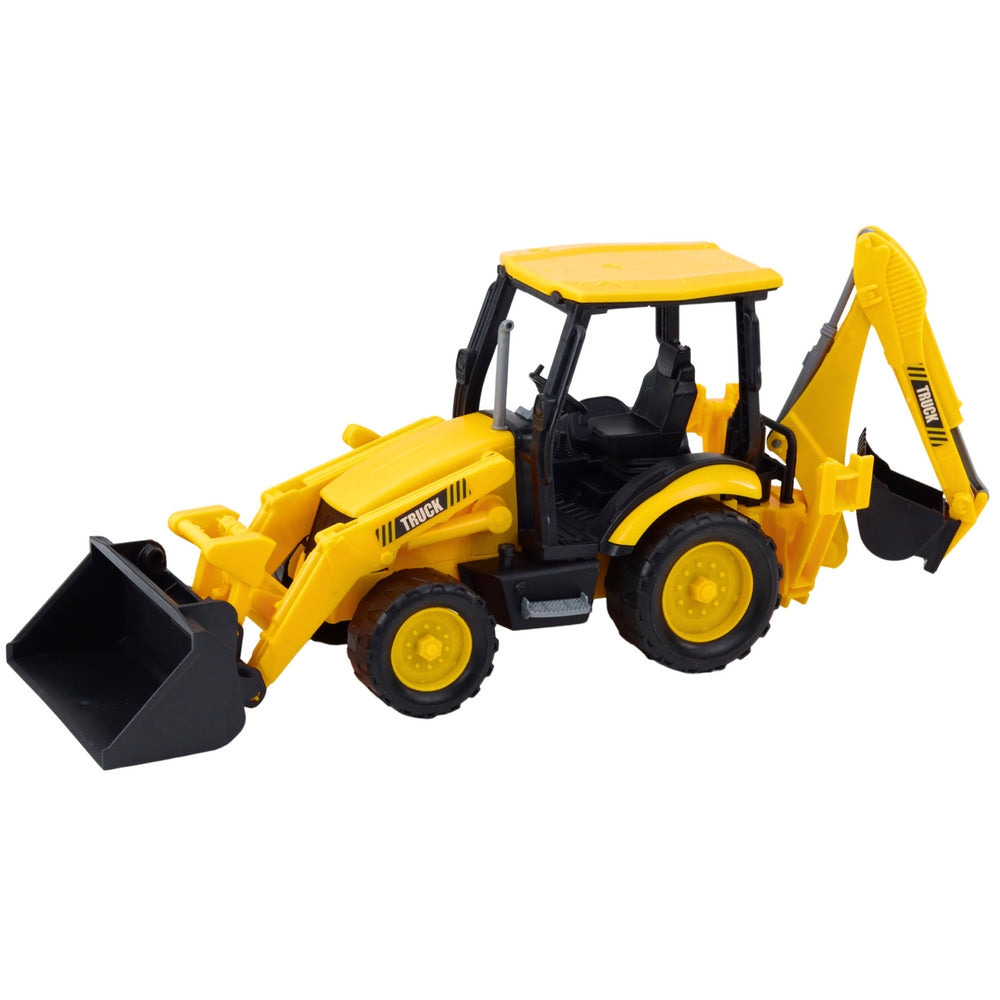 Leksaksgrävmaskin med dragbackdrift, rörlig arm och skopa