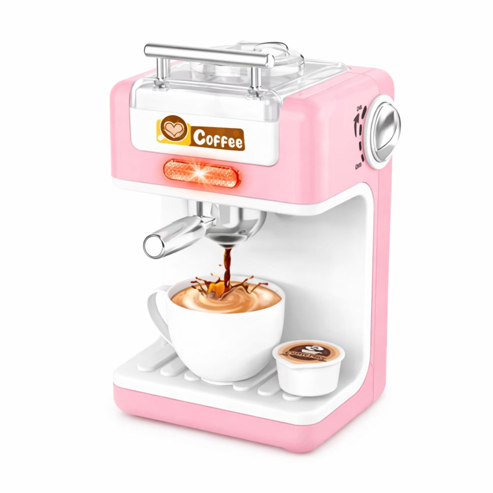 Leksaksköksapparater set 6 delar rosa/vit – kaffemaskin brödrost mixer