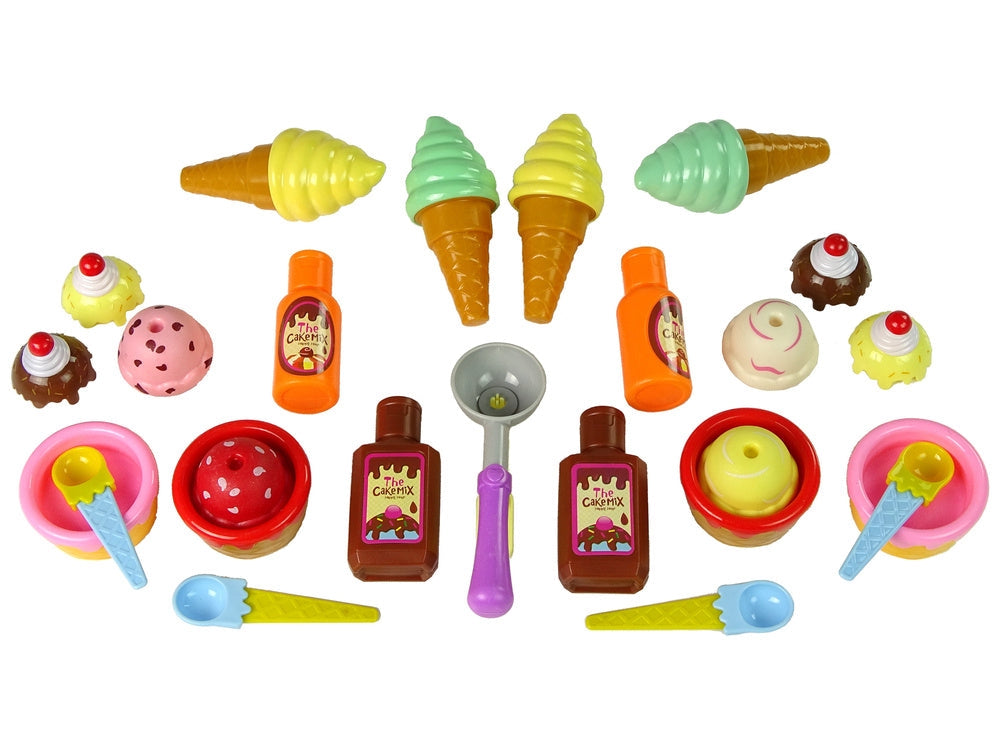 Leksaksmat cupcakes och glass set 16 delar i resväska 3+ år