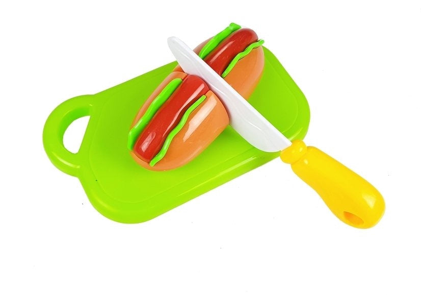 Leksaksmat skärset med kniv & skärbräda, 8 delar, 3+ år