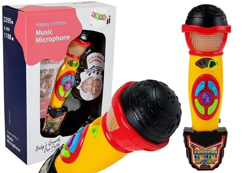 Leksaksmikrofon för barn med ljus, melodier och inspelning 20 sek