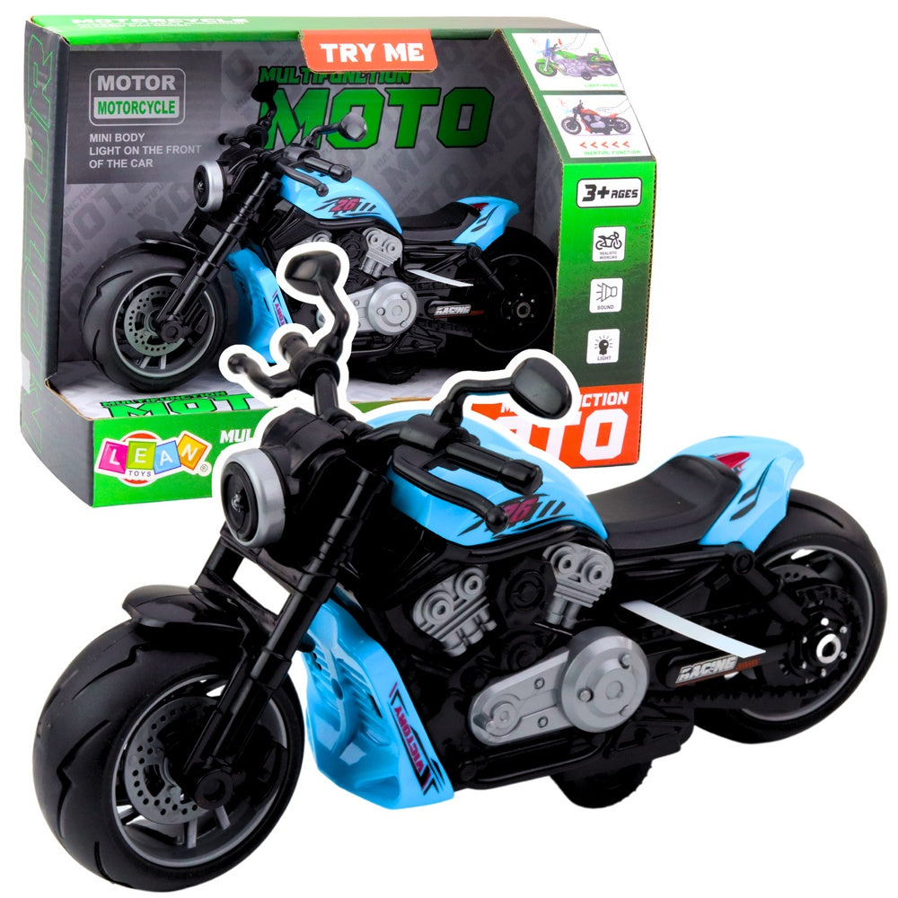 Leksaksmotorcykel blå med ljus och ljud, 22,5 cm, inkl. 3x AG13