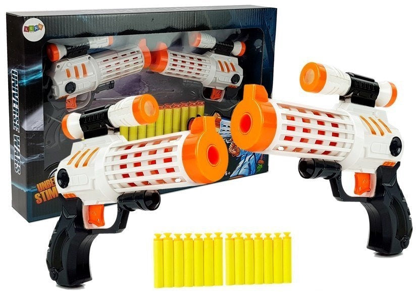 Leksakspistolset 2-pack med skumkulor med sugkoppar, svart/vit