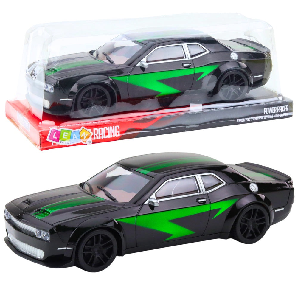 Leksaks sportbil med bakhjulsdrift push-and-go svart/grön 28 cm