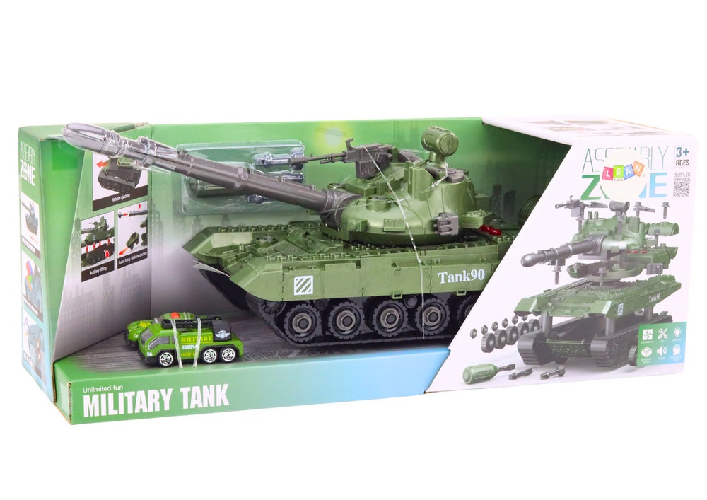 Leksakstank demonterbar 42 cm med ljus/ljud och 2 militärfordon