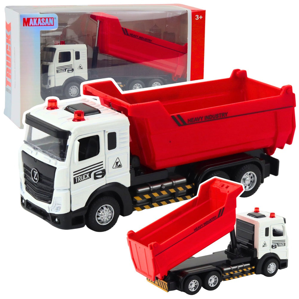 Leksaks tipptruck i metall med rörlig tippkropp, ljus/ljud, 3x AG13