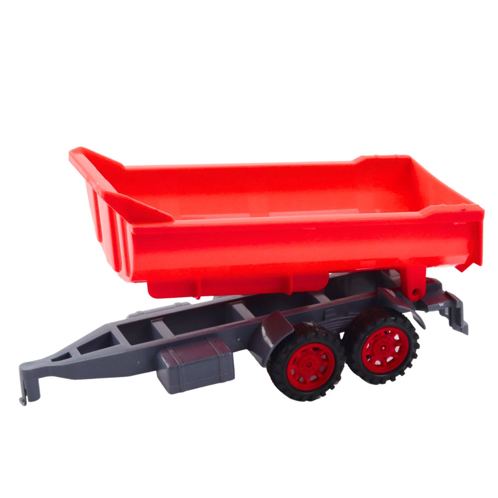 Leksakstraktor med trailer och balmaskin i plast 56 cm