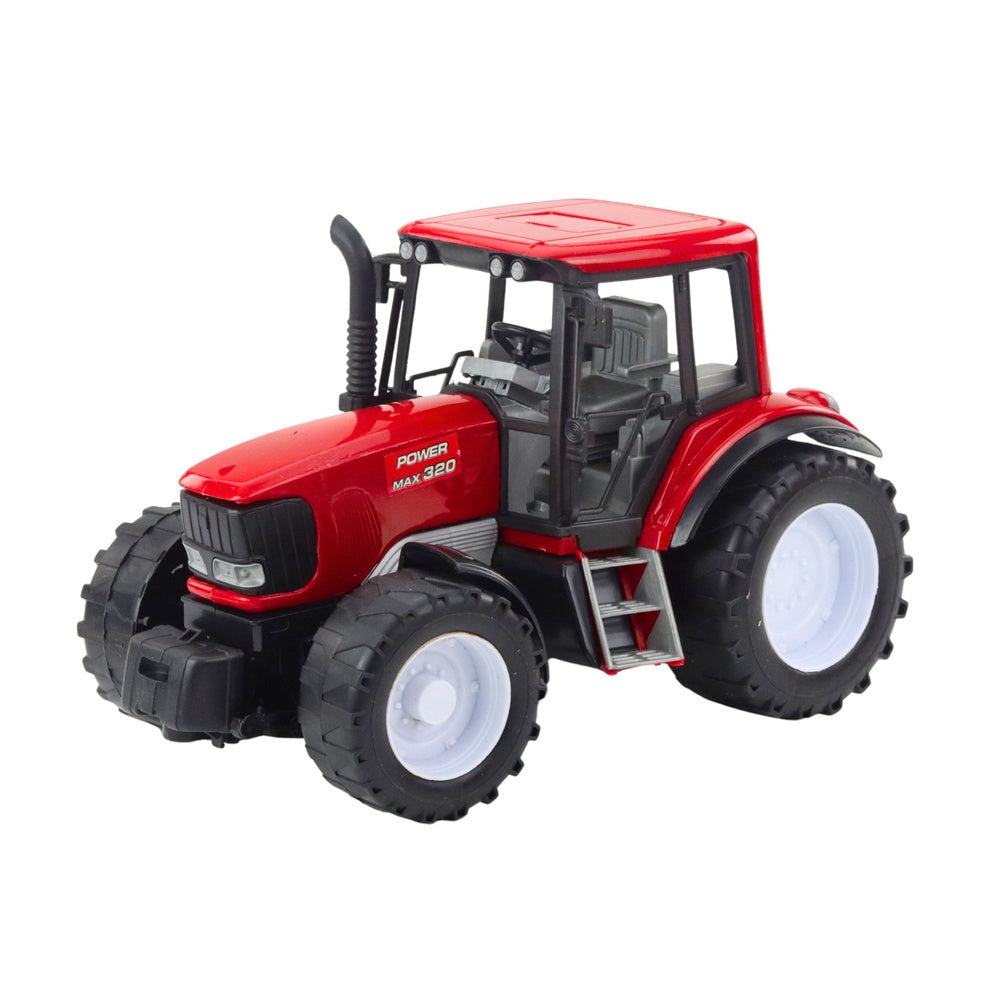 Leksakstraktor med trailer och höbalar 62 cm röd/grön