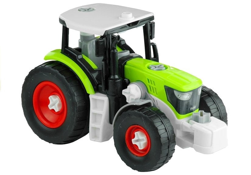 Leksakstraktor med trailer och skruvmejsel, demonterbar, 43 cm