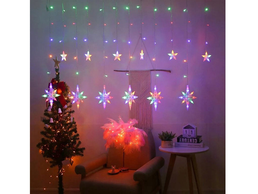 Ljusslinga ljusgardin stjärnor RGB 138 LED USB 5 m med fjärrkontroll