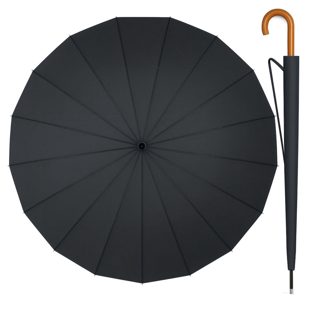 Långparaply 24 ribbor 115 cm automatisk öppning/stängning med fodral