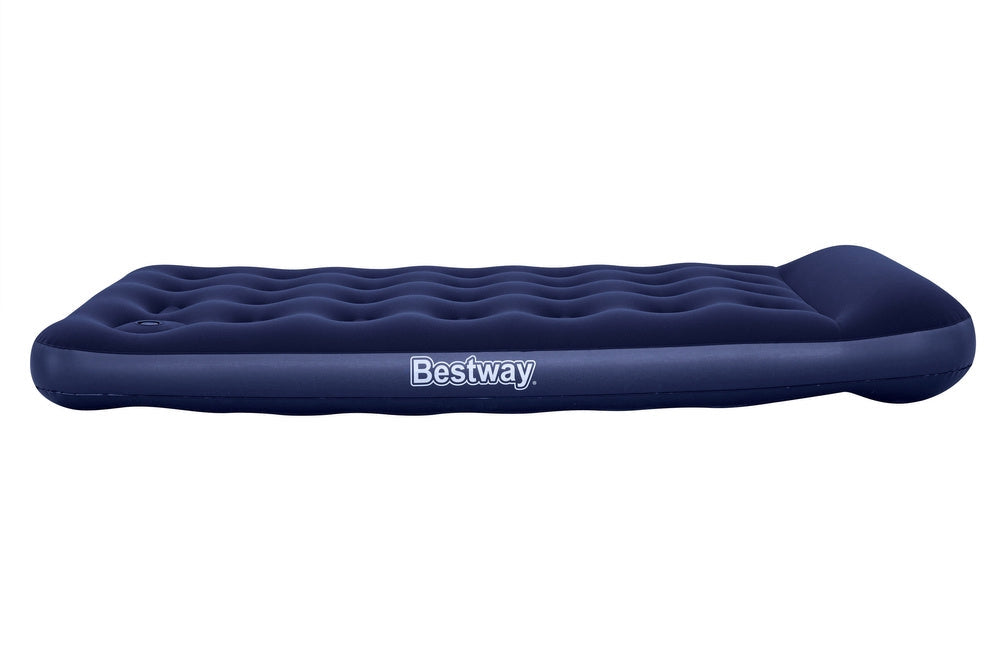 Luftmadrass 188x99x28 cm med fotpump och kudde, velour, 1 person