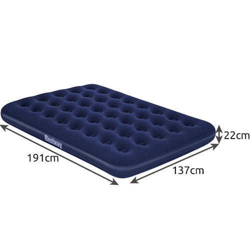 Luftmadrass dubbel 191x137x22 cm velour 300 kg marinblå