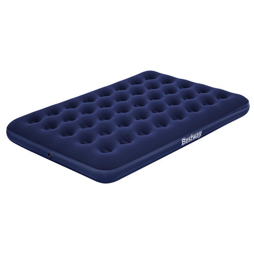 Luftmadrass dubbel 191x137x22 cm velour 300 kg marinblå