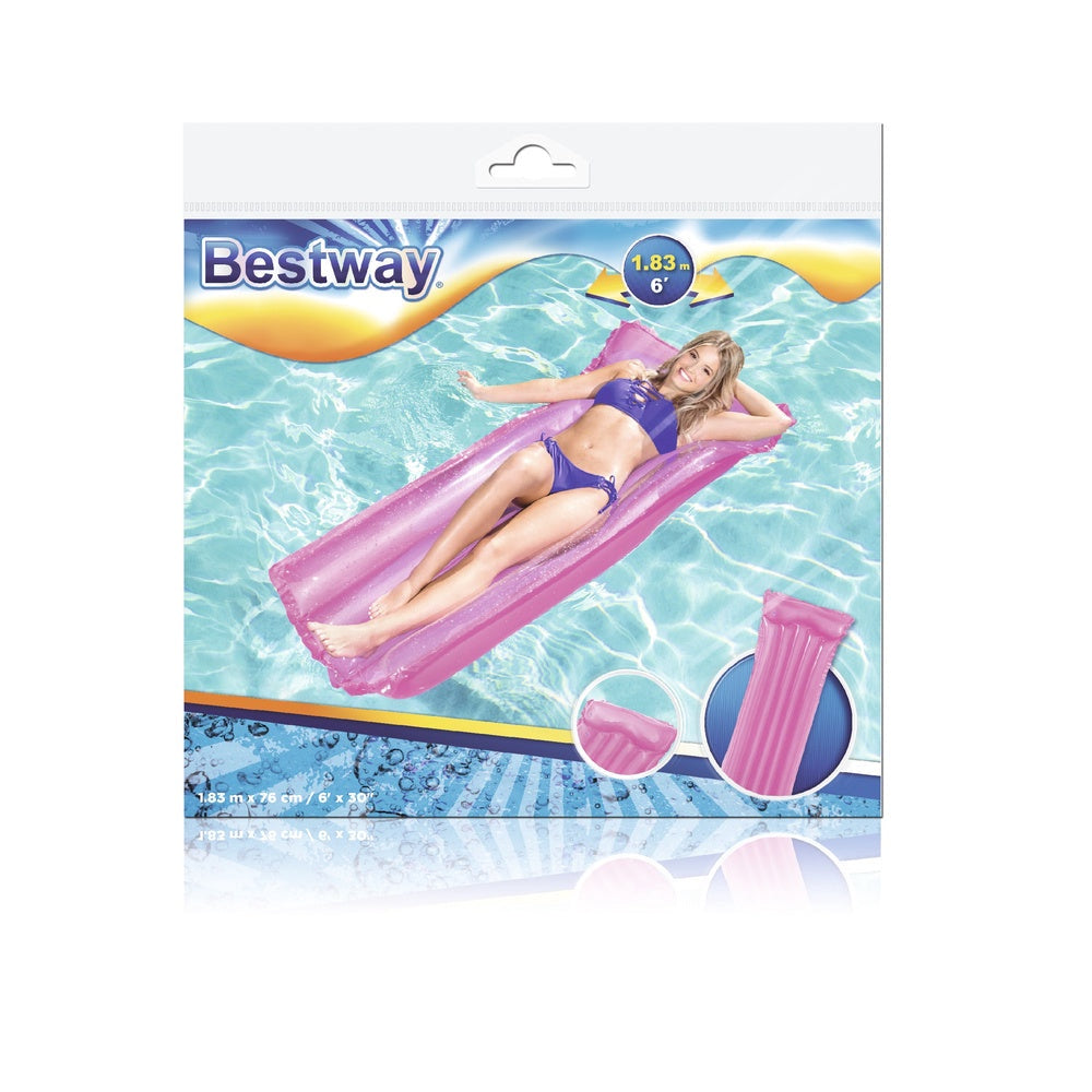 Luftmadrass för pool rosa 183x76 cm med uppblåsbar kudde PVC
