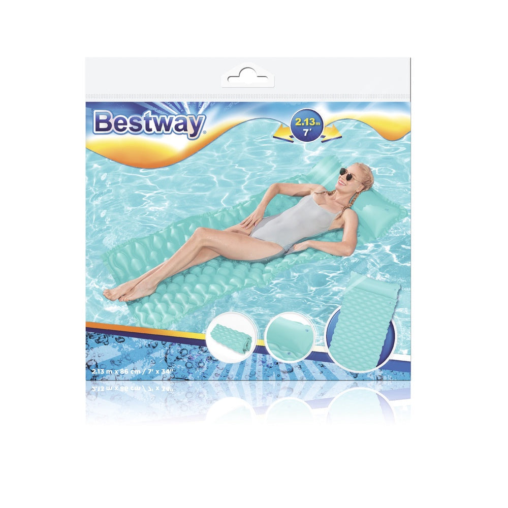 Luftmadrass för pool/vatten med uppblåsbar kudde 213x86 cm PVC