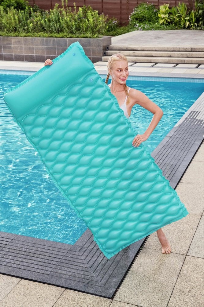 Luftmadrass för pool/vatten med uppblåsbar kudde 213x86 cm PVC