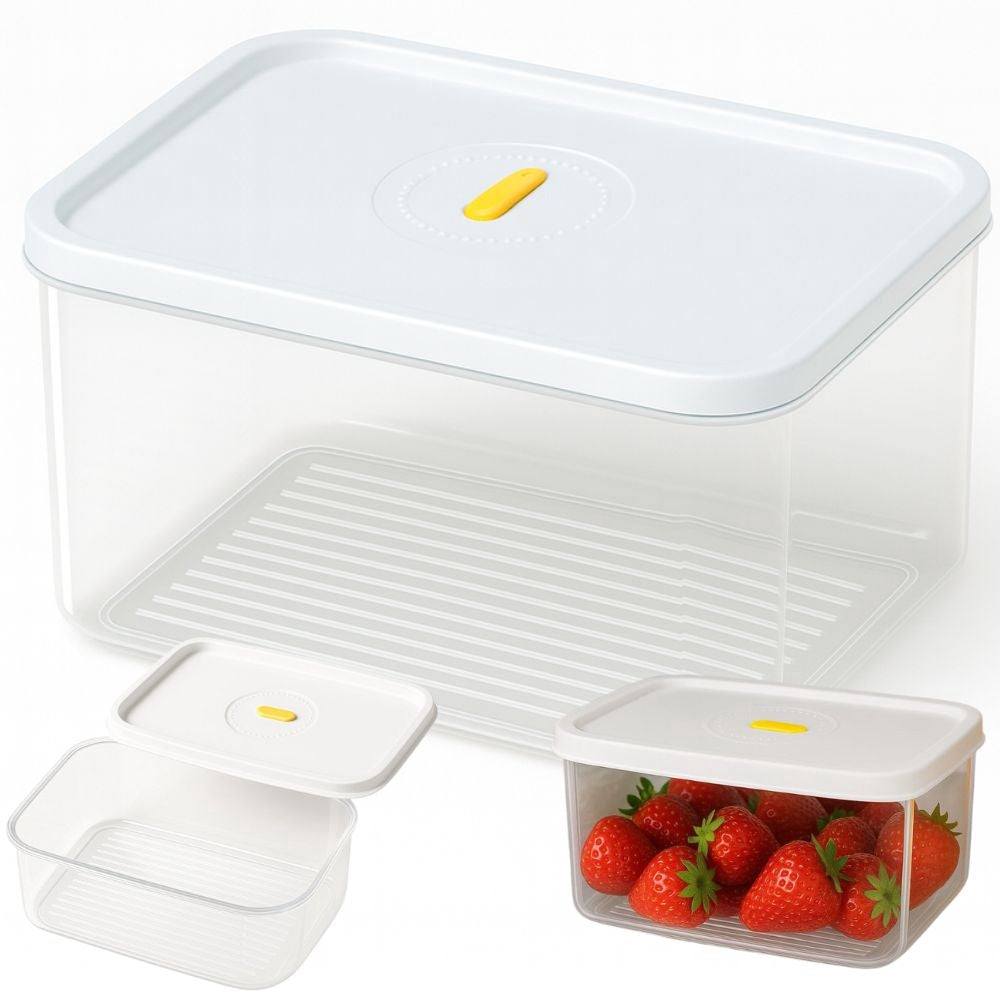 Lufttät förvaringsburk med lock 2,5 L plast vit 20x14x9,5 cm