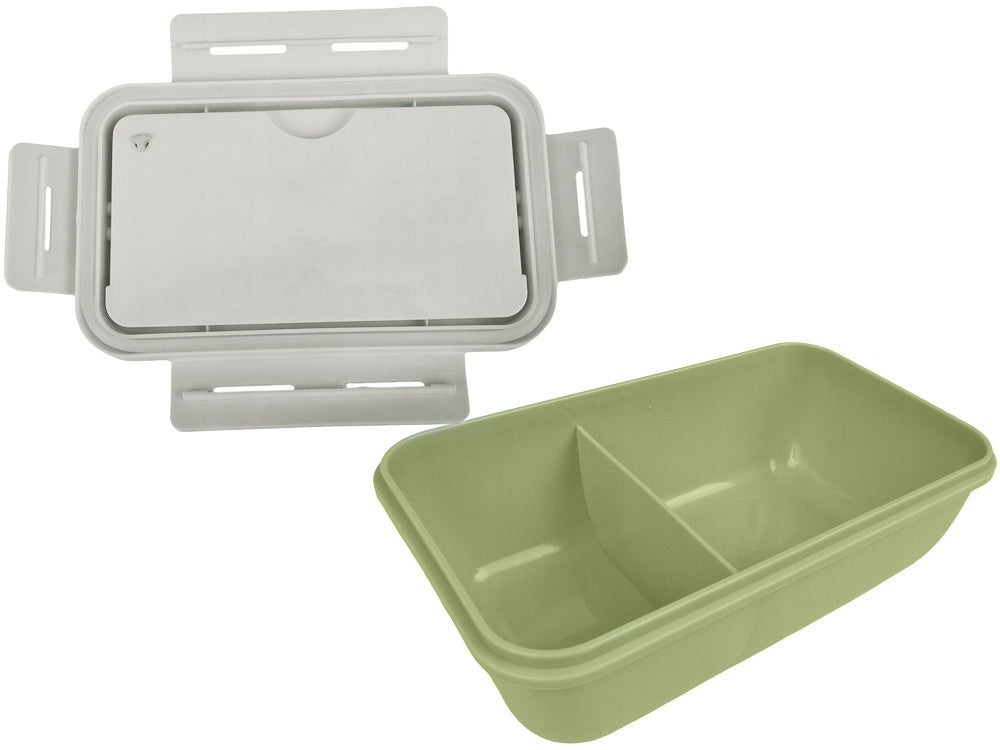 Lunchbox 1 L med 2 fack och bestick grön 21x12,5x7,5 cm