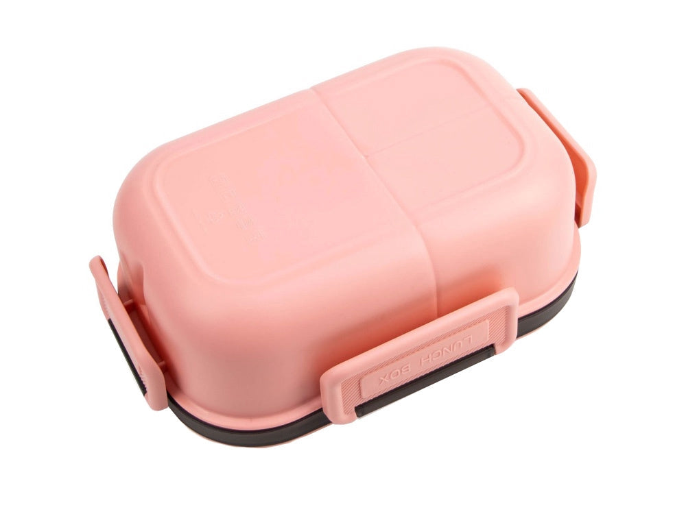 Lunchbox 3 fack med bestick plast rosa 21x14,5x8 cm