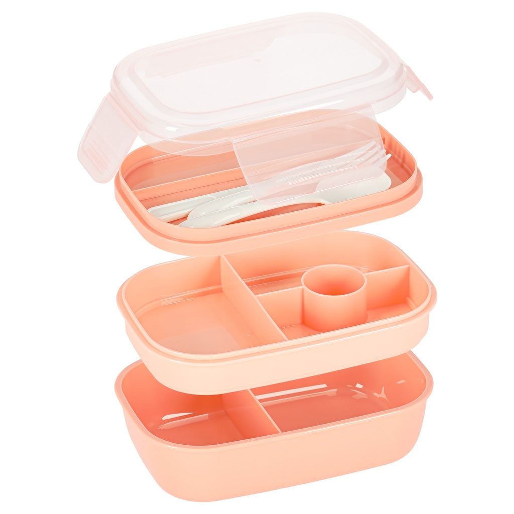 Lunchlåda 1900 ml med 3 nivåer, 8 fack och bestick BPA-fri orange