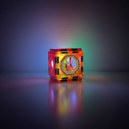Magnetiska byggblock 3D kulbana 110 delar med LED, 3+ år