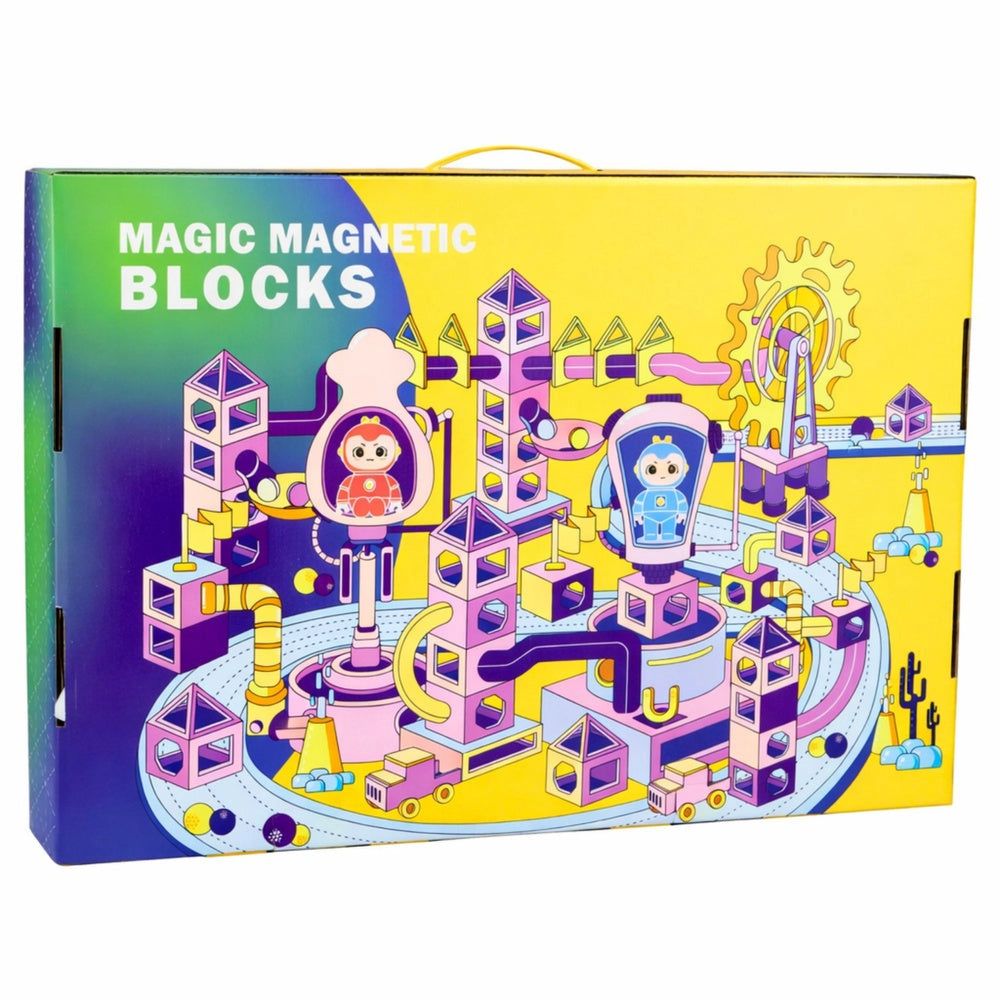 Magnetiska byggblock marmorbana set 118 delar med kulor och figurer