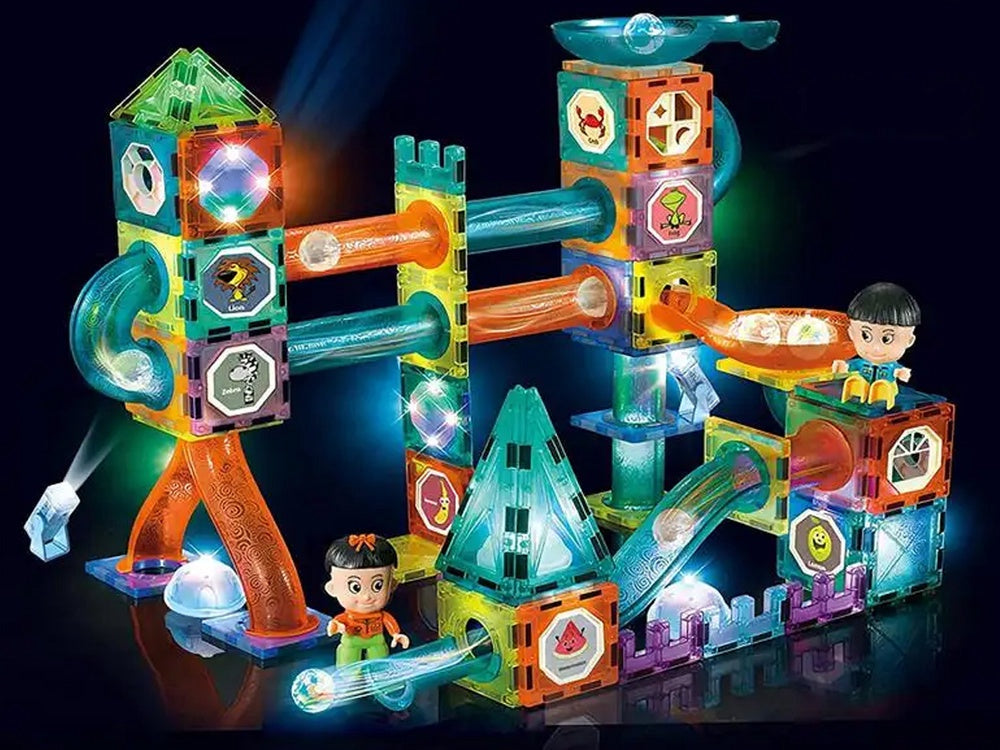 Magnetisk kulbana med LED-lysande bollar 150 delar, 3+ år